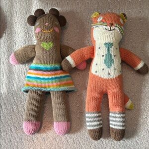 Blabla Dolls,  Fox in Socks and Coco, hand knit 100% cotton, Peru